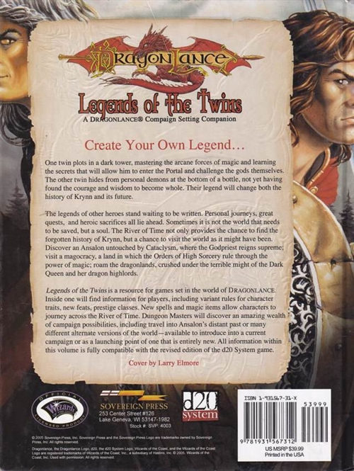 D&D 3.5 - Dragonlance - Legends of the Twins (B Grade) (Genbrug)